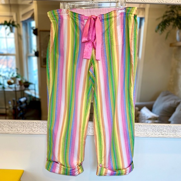 Victoria’s Secret Rainbow Striped Lounge / Pajama Pants, Satin Pink Drawstring S - Picture 6 of 8